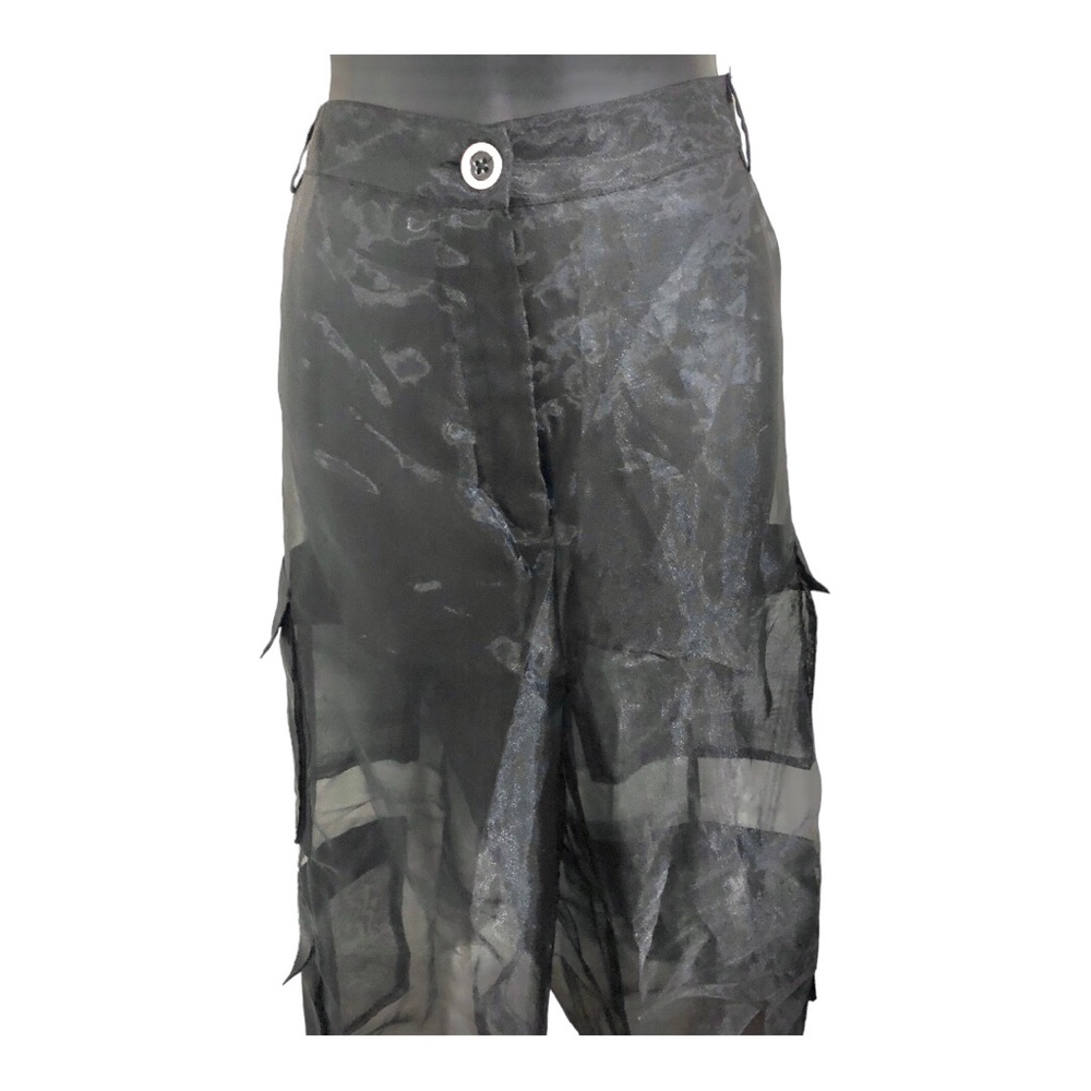 Sheer Black Cargo Harem Pants - Picture 12 of 16